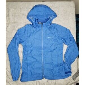 Columbia Jacket Womens M Aqua Blue Lightweight Packable Hiking PNW Outdoor Camp